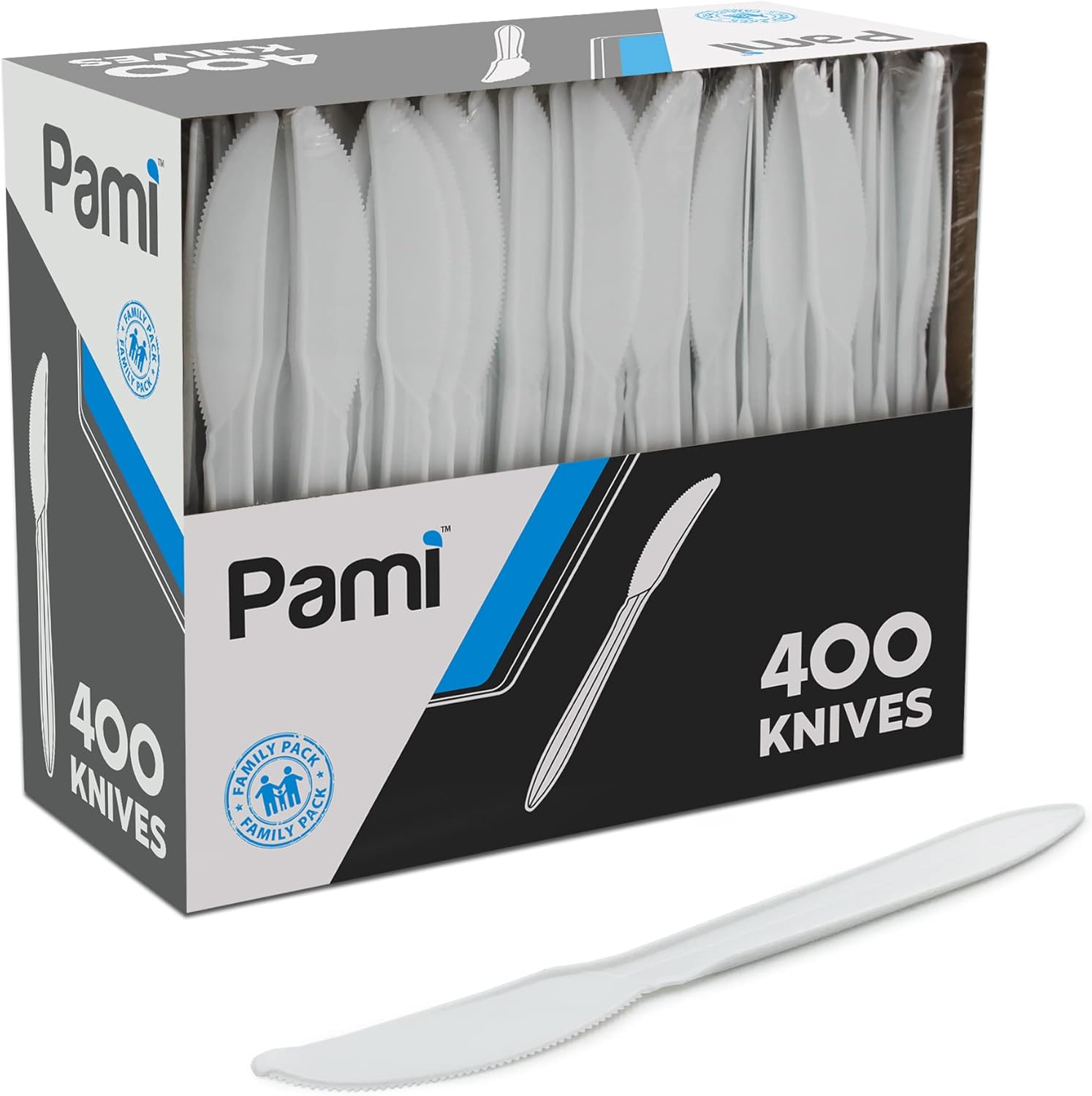 Buy PAMI MediumWeight Disposable Plastic Knives [400Pack] Bulk