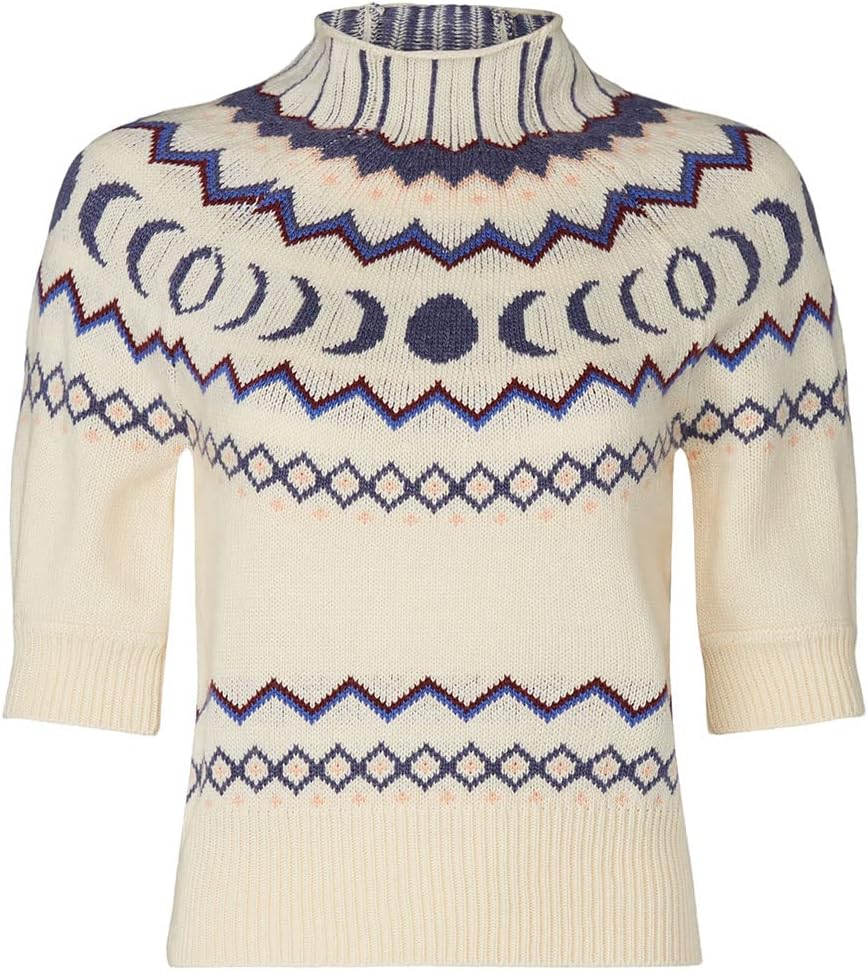 Louna Womens White Fair Isle Sweater - Image 2