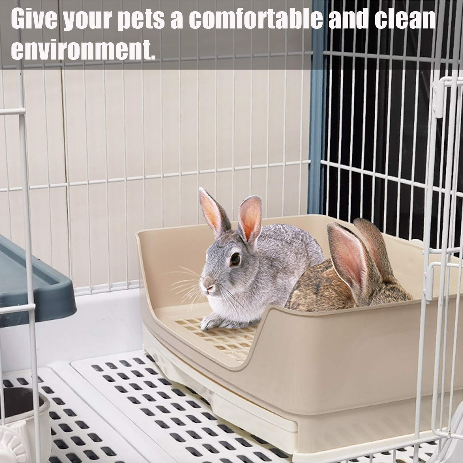 kathson Large Rabbit Litter Box Trainer, Potty Corner Toilet with Drawer Bigger Pet Pan for Adult Hamster, Guinea Pig, Ferret, Galesaur, Bunny and Other Animals (Brown) - image 7
