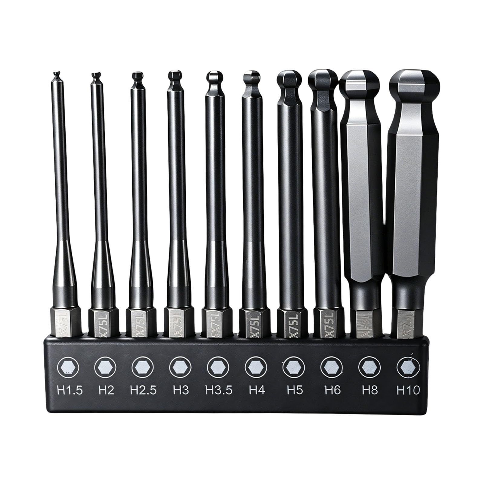 Shntig Metal Driver Bits H1.5-H10 With Ball End Access, 10 Piece Screwdriver Bit Set With Base For Common Fastening Tasks At Home