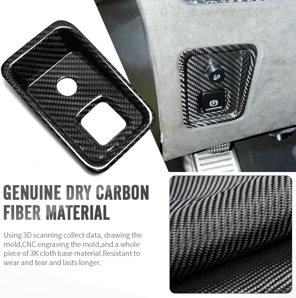 Car Interior Parking Button Cover for Corvette C8 Z51 Z06 Stingray 2020 2021 2022 2023 2024 2025 2026,Genuine Carbon Fiber Parking Brake Control Panel