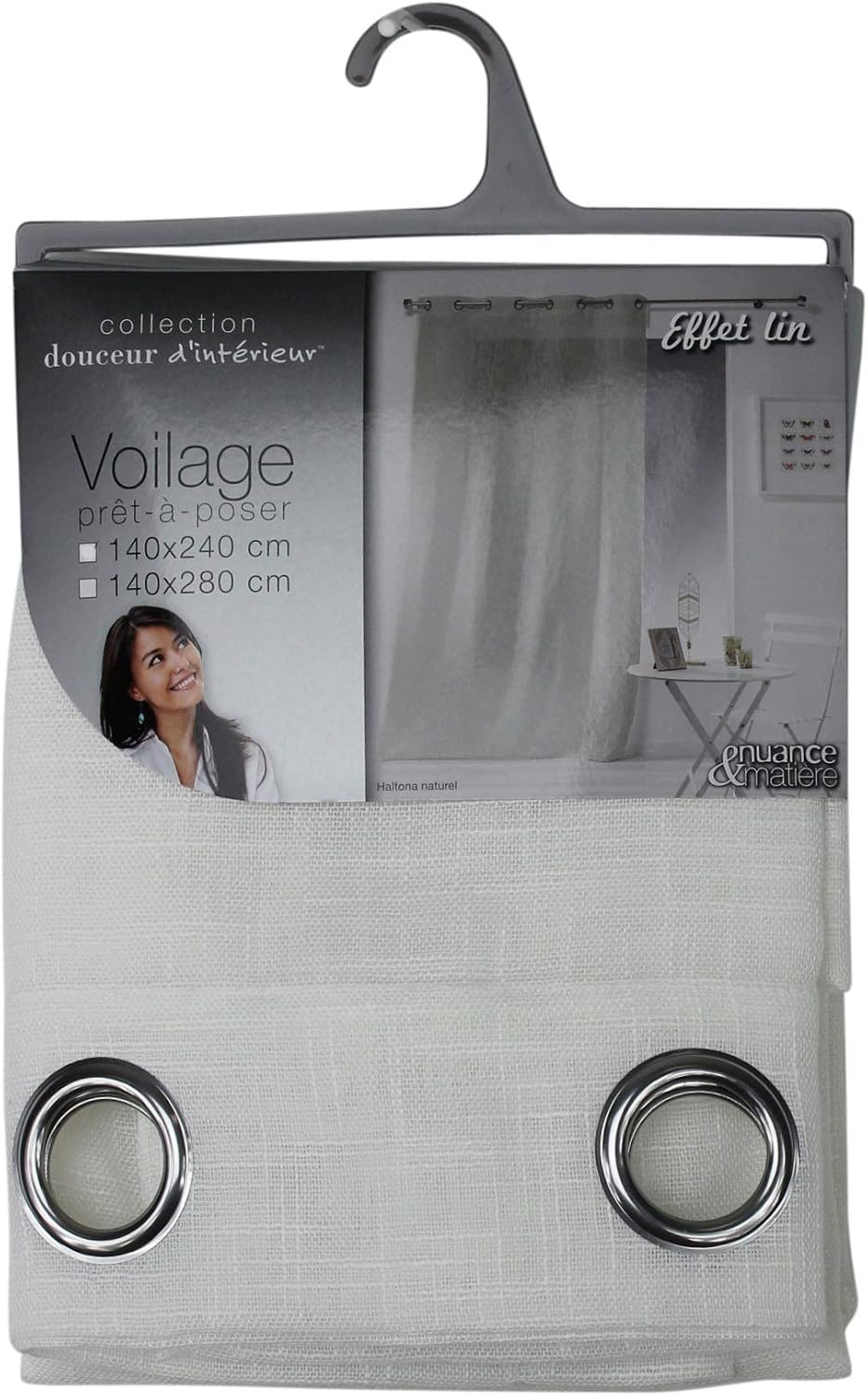 Douceur d'Intérieur Haltona Linen Effect Curtain with Eyelets 140 x 280 cm Natural, W 55.1" x L 110.2" (1 Panels) - Image 3