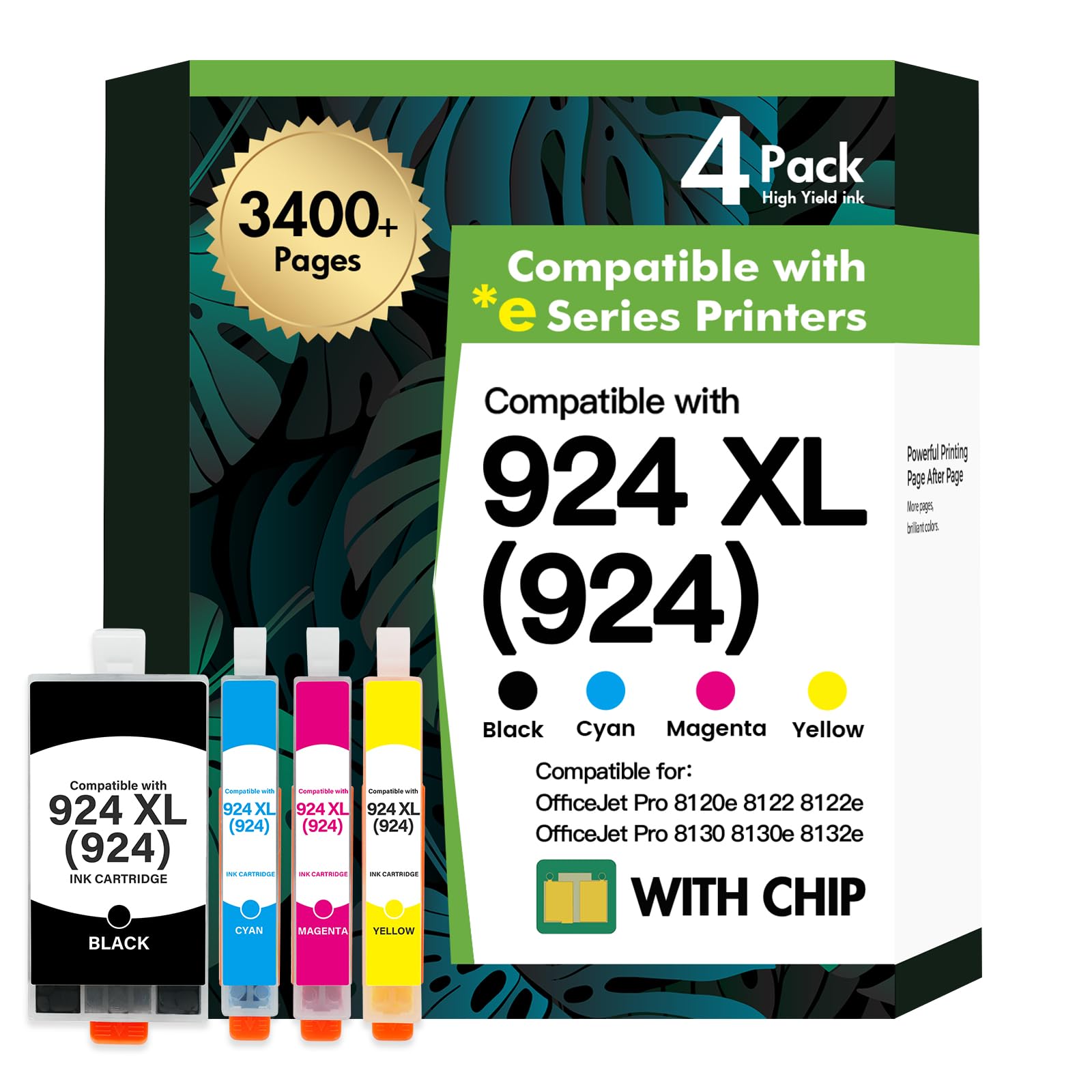 937 Duckerpatronen Multipack XL 9120e 9730e für HP 937 937e Tintenpatronen | Kompatibel für HP937 für HP OfficeJet Pro 9135e 9125e 9130b 9132e 9122e 9110b 9130e Patronen (Schwarz Cyan Magenta Gelb)