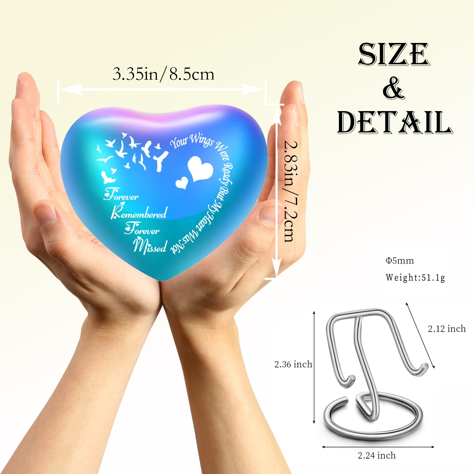 QGJNSGC Cat Urn Dog Animal Urn for Dogs Heart Shape (Rainbow), Rainbow Bird - Image 2