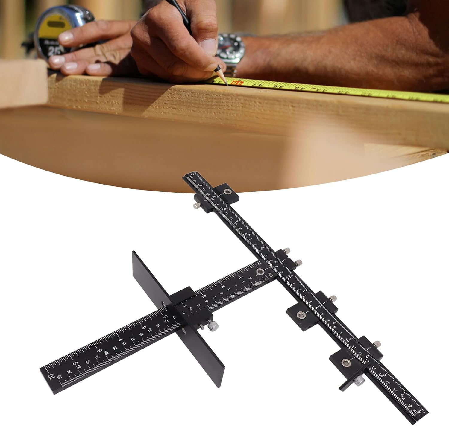 Cabinet Hardware Jig Furniture Drilling TemplateAccurate Measure Drawer Drill Tool Aluminum Black Handle Jig Cupboard Dowel Joint Guide for Handles Pulls