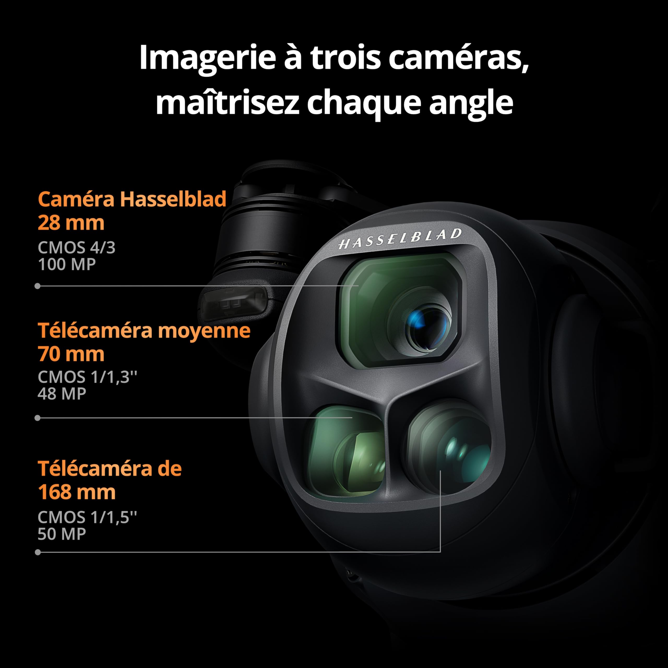 DJI Mavic 4 Pro Fly More Bundle avec RC 2, Drone Triple Caméra Hasselblad CMOS 4/3 100MP, Transmission 30km, Autonomie 51min