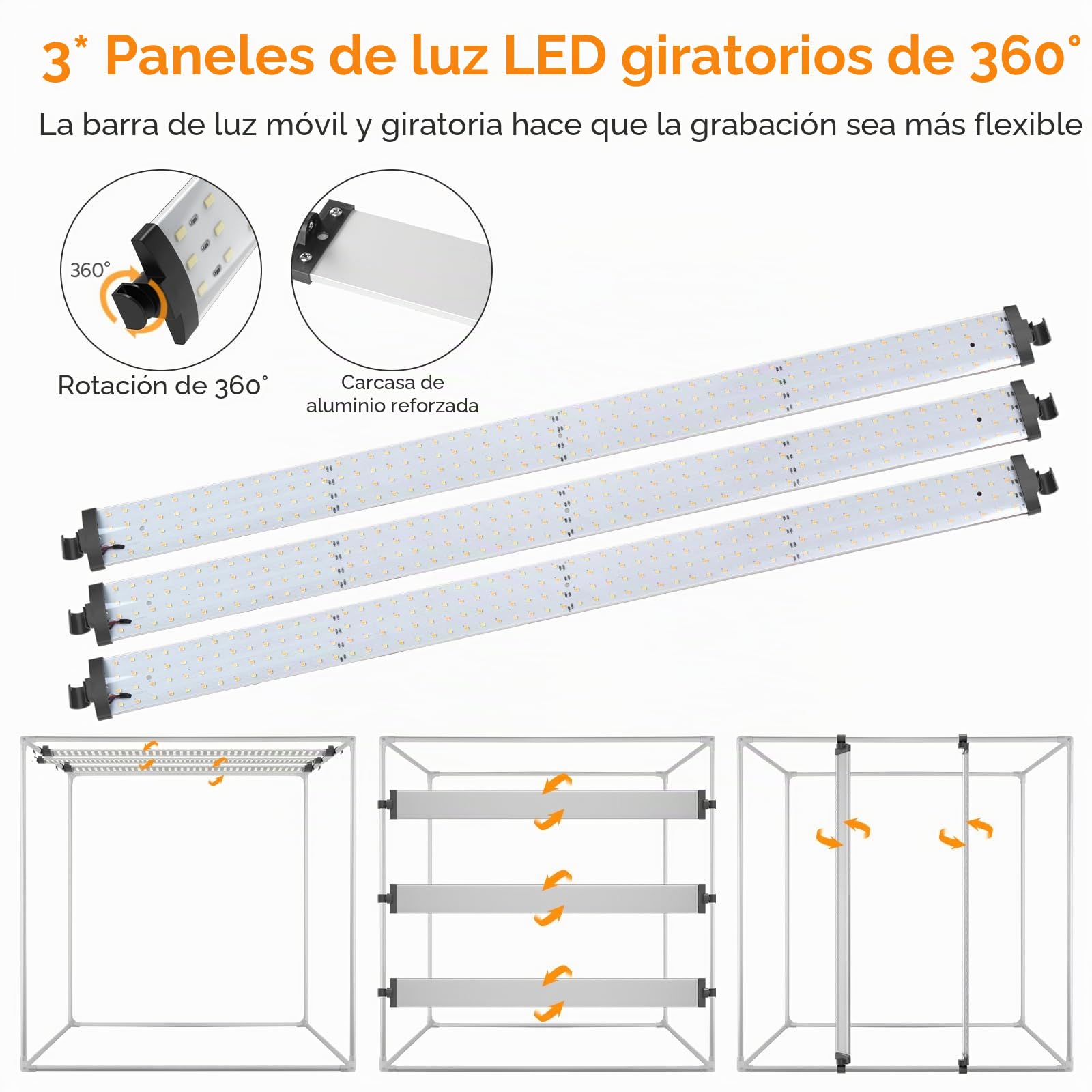 Caja de luz para estudio fotográfico, set de 80 x 80 x 80 cm, profesional, regulable, con luz LED CRI98, 6 fondos de colores, multiángulo para disparar