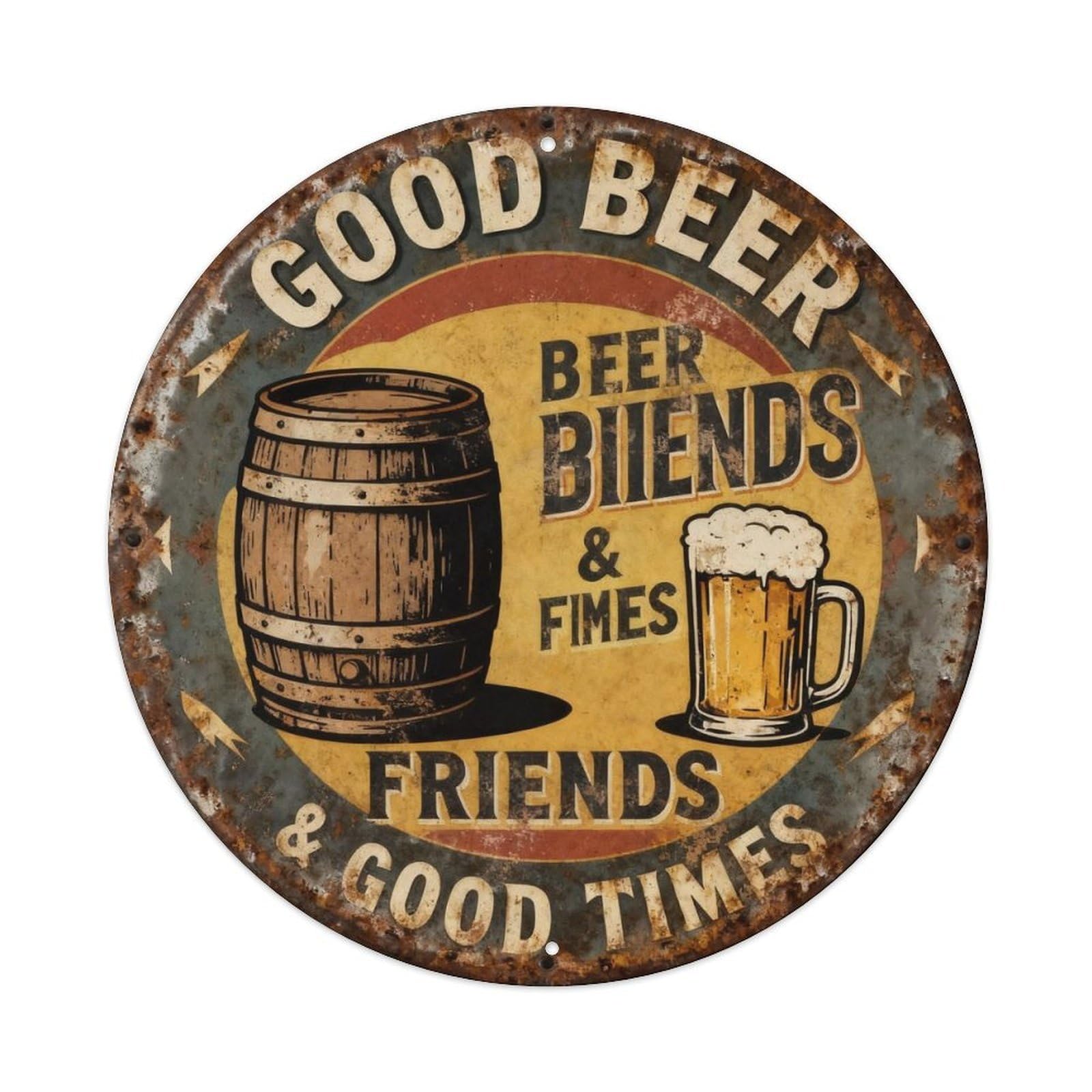 Good Beer Friends & Good Times Metal Tin Sign Plaque