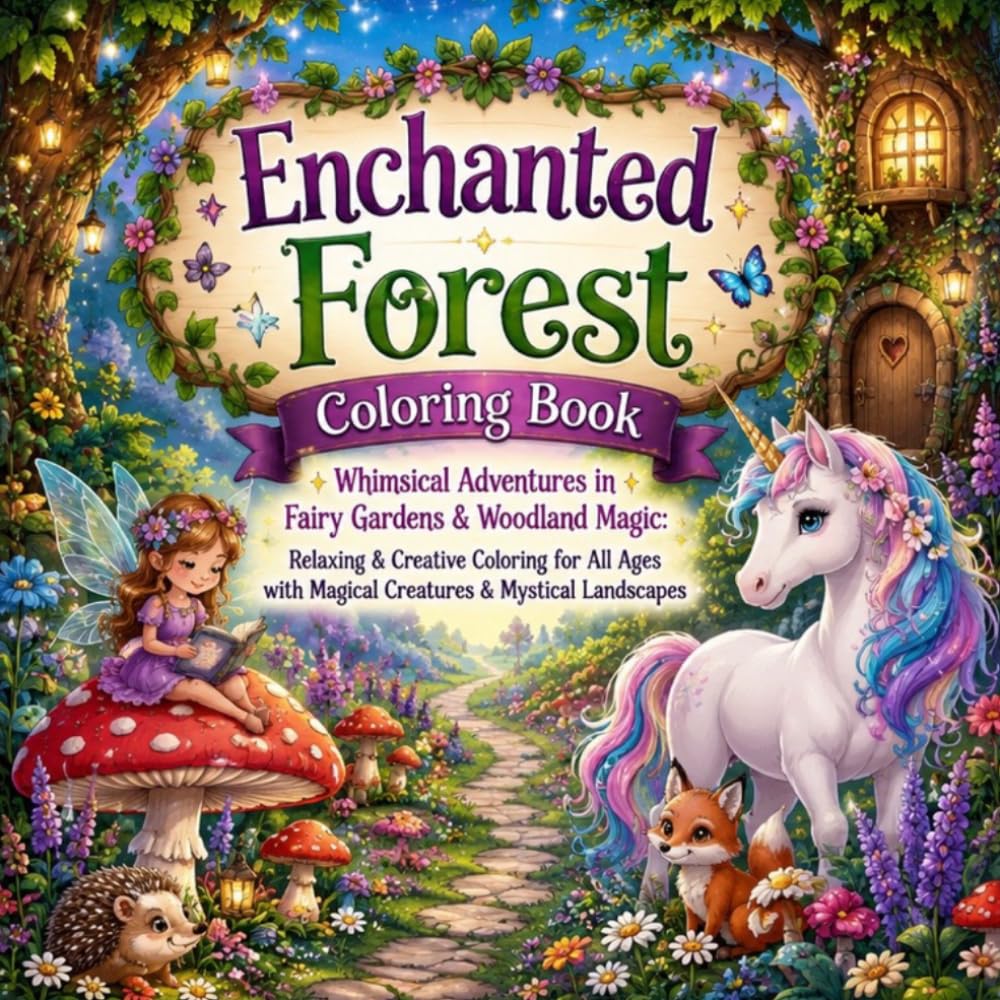 Enchanted Forest Coloring Book: Whimsical Adventures in Fairy Gardens & Woodland Magic: Relaxing & Creative Coloring for All Ages with Magical Creatures & Mystical Landscapes