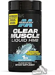 Muscletech Suplementos HMB 1000 mg, músculo transparente (42 cápsulas gelatinosas líquidas) - HMB de mais alto grau para músculo magro e recuperação - Suplemento muscular livre de HMB - Ajuda a