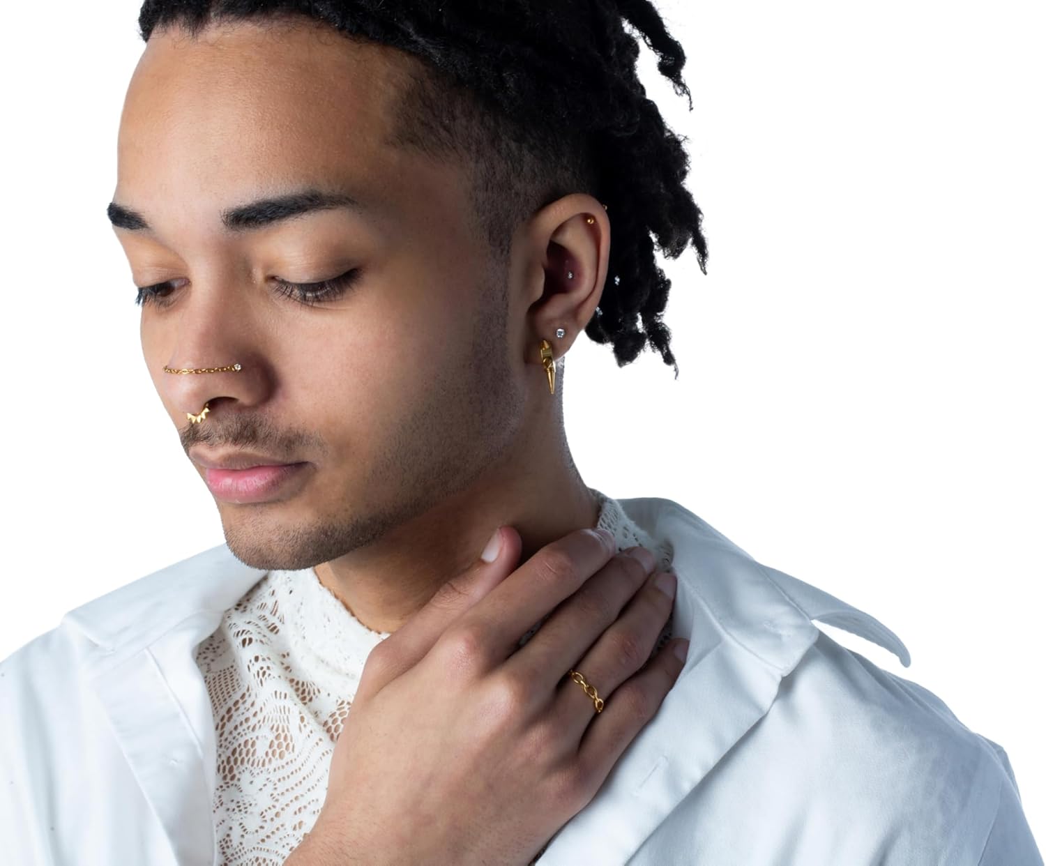 Pierced Owl Gold Plated 925 Sterling Silver Chain Ring - Image 3