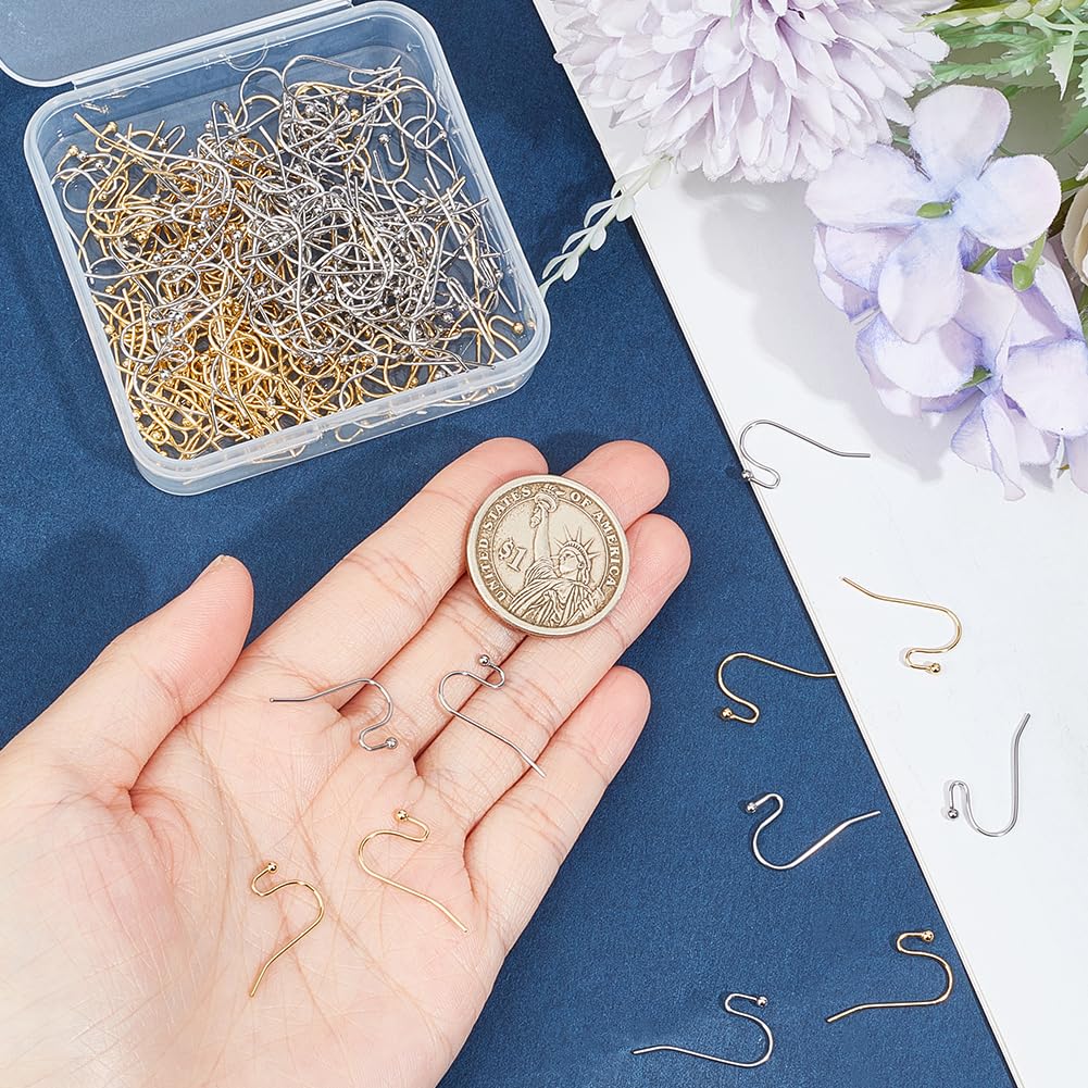 200Pcs Stainless Steel Earring Hooks - Gold & Silver Fish Hook Findings For Jewelry Making