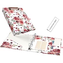 EYROZILL Mini Binder 3 Ring 1 Inch for 5.5" x 8.5" Paper with 5-Tab Dividers, A5 Binders with Clipboard for School Office Supplies and Home, Rose