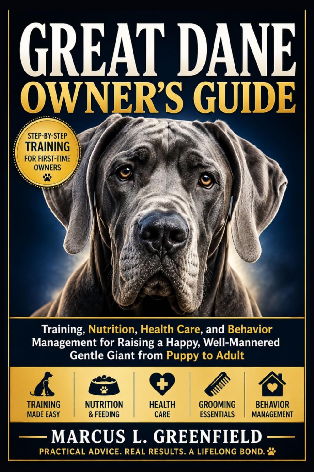 GREAT DANE OWNER’S GUIDE: Training, Nutrition, Health Care, and Behavior Management for Raising a Happy, Well-Mannered Gentle Giant from Puppy to Adult