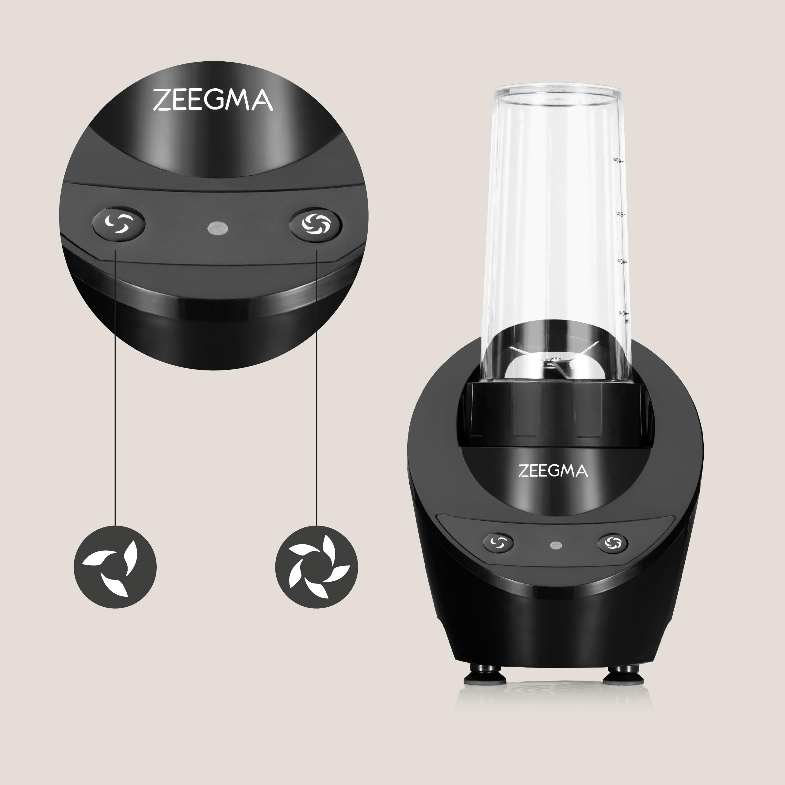 ZEEGMA Vitamine blender Professionnel à smoothie, multifonction 4-en-1 1050W avec pichet 1 L, pour écraser la glace, presse-agrumes électrique, moulin à café, lames croisées (0,4l)