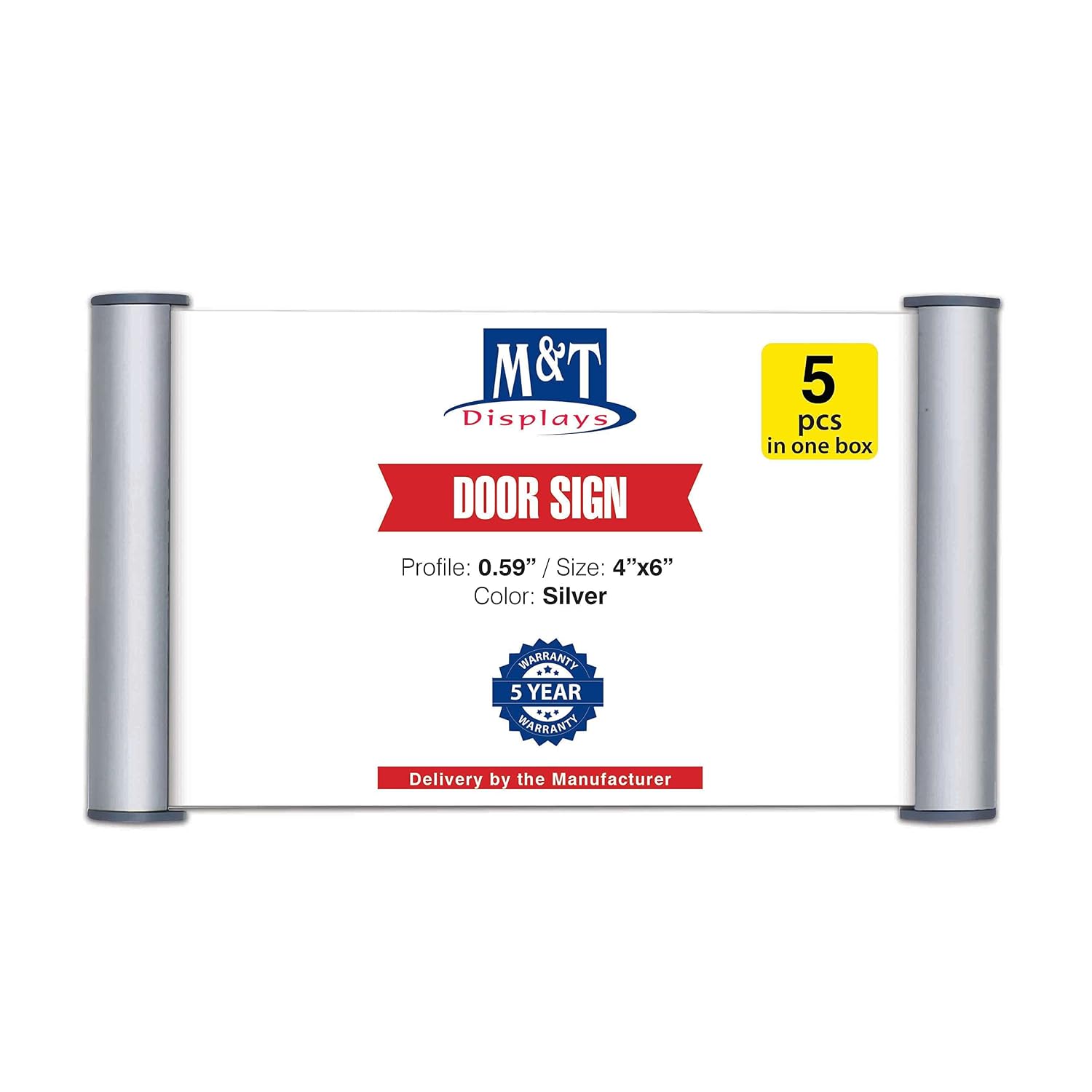 M&T Displays Snap Open Name Plate Aluminum Office Door Sign Holder with Self Adhesive Double Sided Tape and Plastic Anti Glare Cover 4x6 Inch Silver 0.59 inch Profile for... - Image 7
