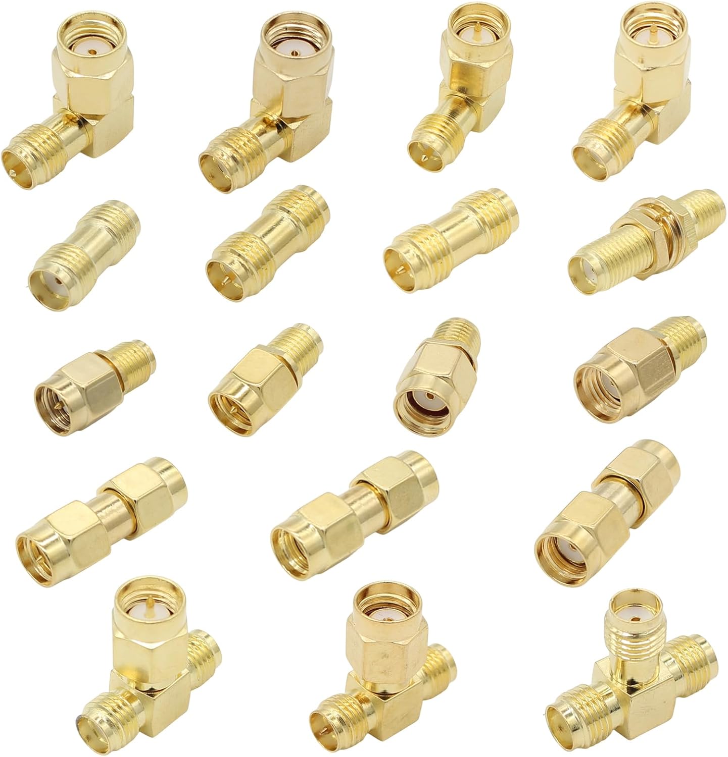 Kit de Adaptadores SMA 18 Piezas, Dorado, Compatible con Antenas FPV, Radio Ham, Router WiFi