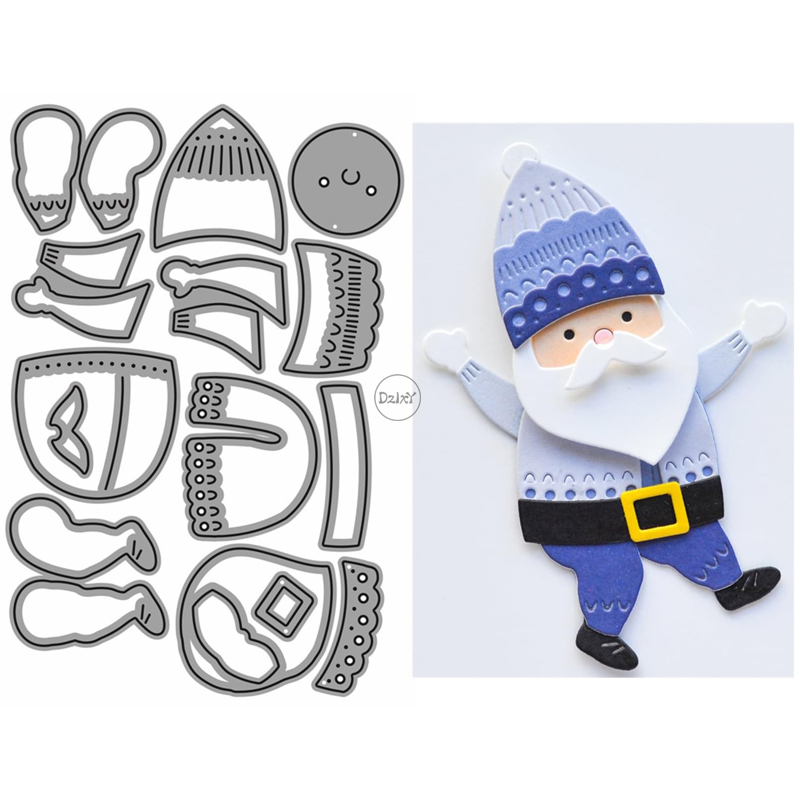 DzIxY Patchwork Christmas Santa Claus Metal Cutting Dies for Card Making Kit Embossing Paper Die Cuts Set Scrapbook Stencils Supplies Machine Templates
