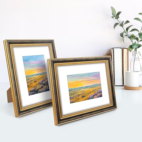 Miniatura 2 de Space Art Deco, Marco de fotos de 8 x 10 pulgadas para fotos de 5 x 7 con paspartú o imagen de 8 x 10 pulgadas sin paspartú, vidrio real para