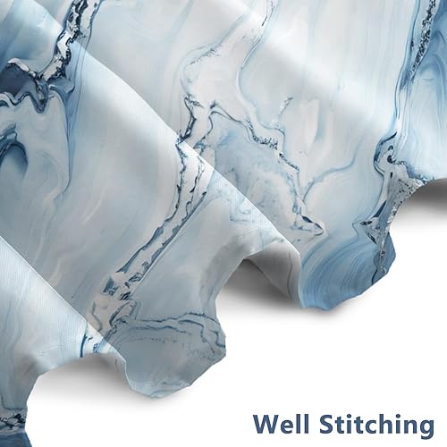 Miniatura 3 de Cortina de ducha de mármol azul claro, cortina de ducha de tela impermeable con ganchos, decoración de baño, 72 x 72 pulgadas