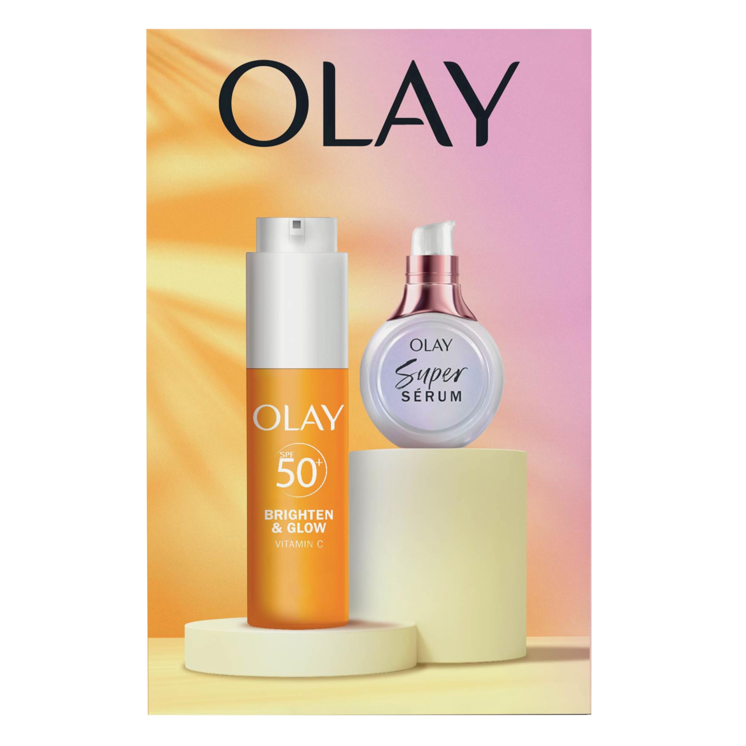 Olay Vitamin C SPF50 + Super Serum Mini Giftset: Niacinamide, Vitamin C Serum with Collagen Peptide 14ml + Vitamin C SPF 50 Face Cream Moisturiser 50ml, Brightening Glow Skincare for Women