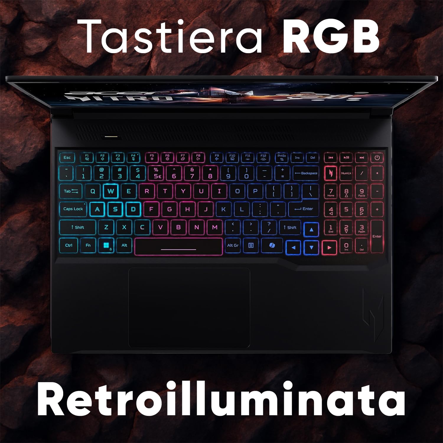 Acer Nitro V 16 AI Notebook Gaming AMD Ryzen AI 7 260, NVIDIA GeForce RTX 5060 8GB GDDR7, 32GB DDR5, 1TB SSD NVMe, Display 16" WQXGA 2560x1600 180Hz IPS, Tastiera RGB, WiFi 6E, Windows 11