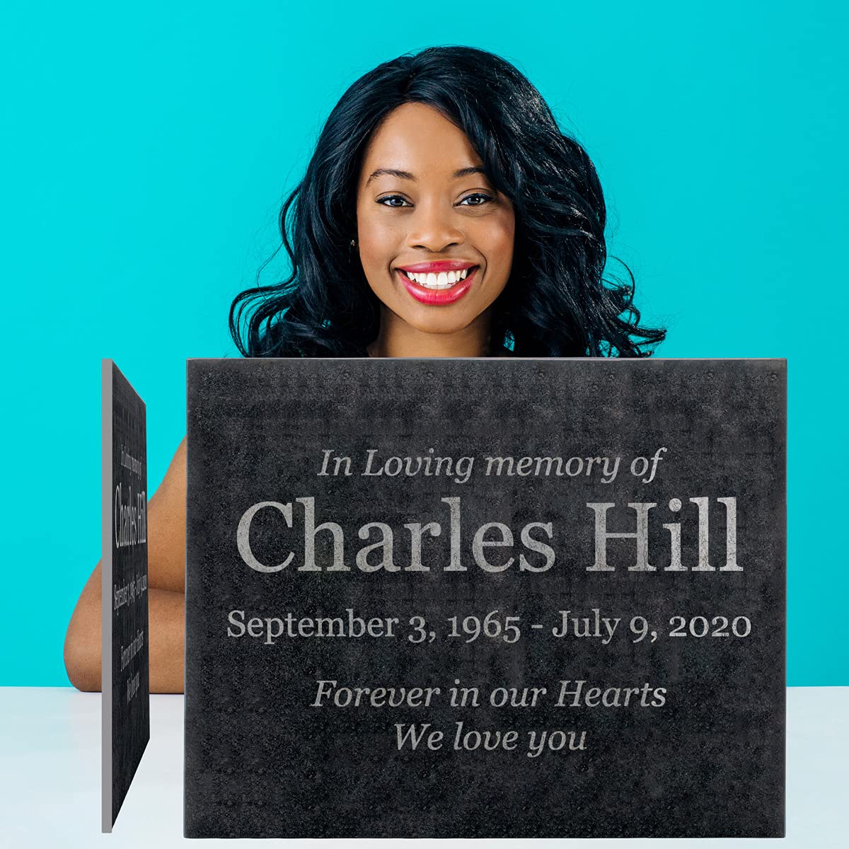 Easy Design - In Loving Memory - Black Granite Memorial or Sympathy Gift. Add your Personalized Text and Dates. Offered in a Variety of Sizes to Meet your Needs and Budget (20 x 16 x 0.4
