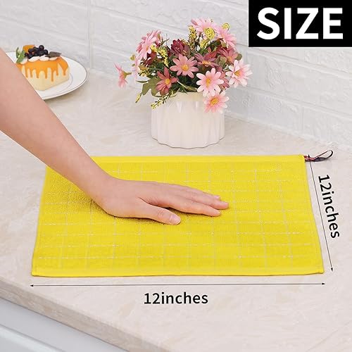 Miniatura 219 de Homaxy Toallas de cocina de rizo 100% algodón (gris oscuro, 13 x 28 pulgadas), diseño a cuadros, suaves y súper absorbentes, paquete de 6