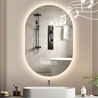Comprar Espejo de Baño con Luces LED 75x50cm, Espejo Inteligente con Protección Antivaho, Memoria y Atenuable, Bluetooth para Música, Botón Táctil, Instalación Horizontal o Vertical