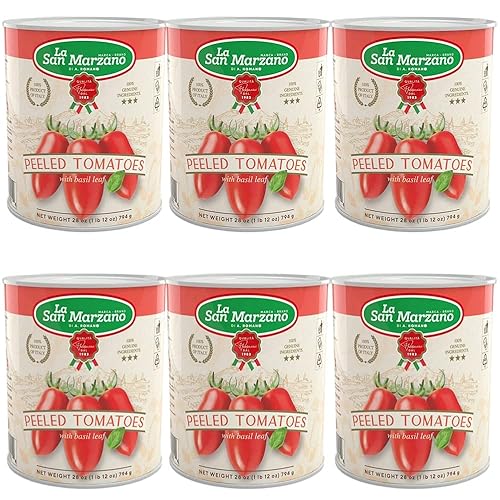 Miniatura 8 de La San Marzano - Paquete de 6 tomates triturados picados en cubitos italianos, 100% producto de Italia, lata de 6 x 28 onzas, estilo italiano,