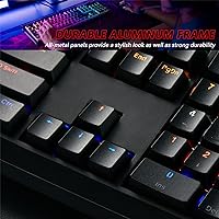 Vista 5 de Combo de teclado mecánico y mouse, teclado con cable RGB retroiluminado de 104 teclas para juegos y mouse con cable de 7 botones 4800 DPI para PC