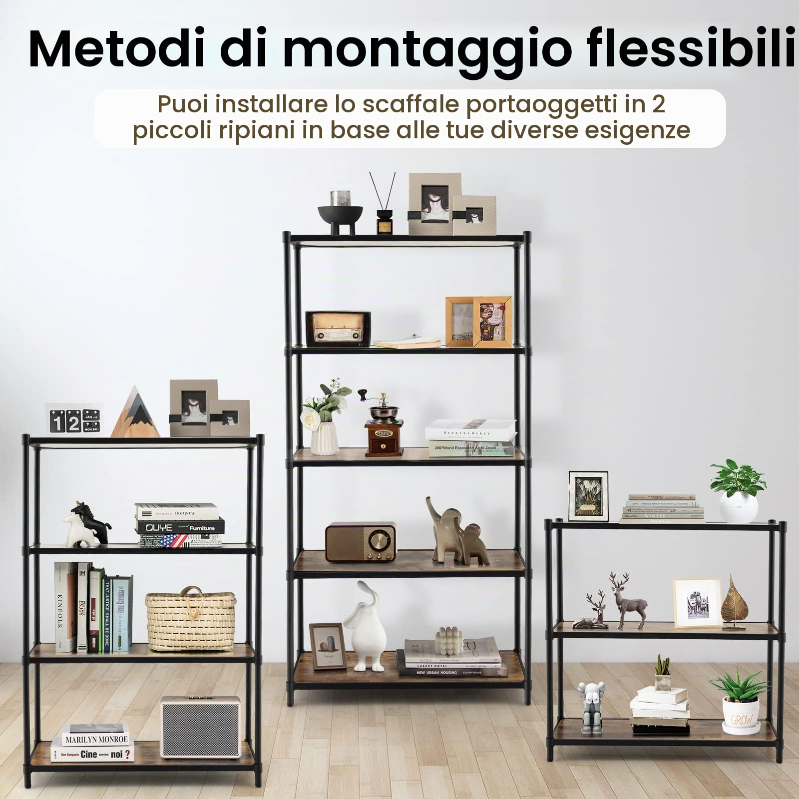 GIANTEX Scaffale a 5 Ripiani Stile Industriale in Acciaio