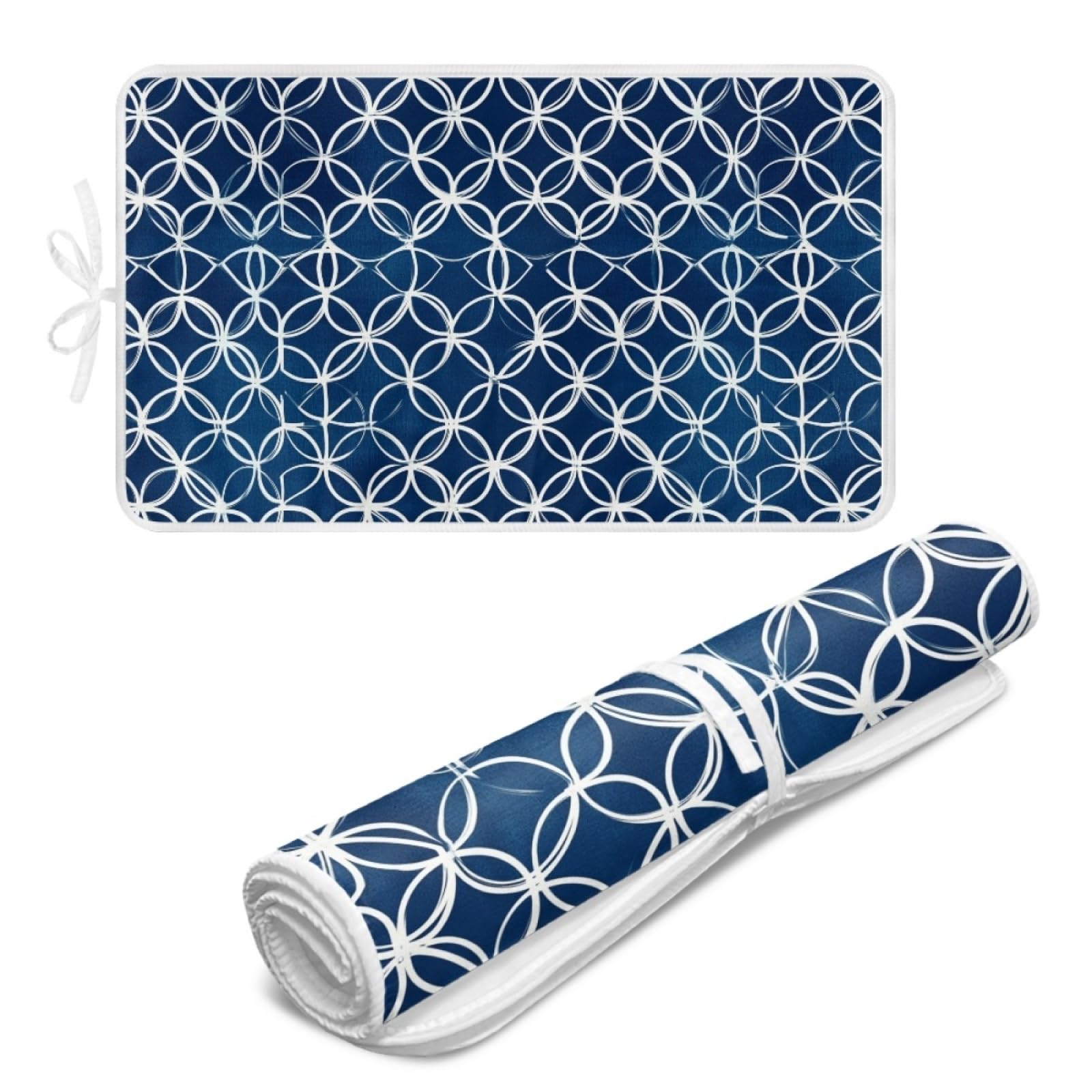 Bügelmatte Dunkelblaue Geometrie Bügeleinlage Faltbares Hitzebeständig Waschbar Bügelauflage für Tisch und andere Oberflächen Bügelbrett Unterlage rutschfeste Bügeldecke 80x50cm (2 Stück)