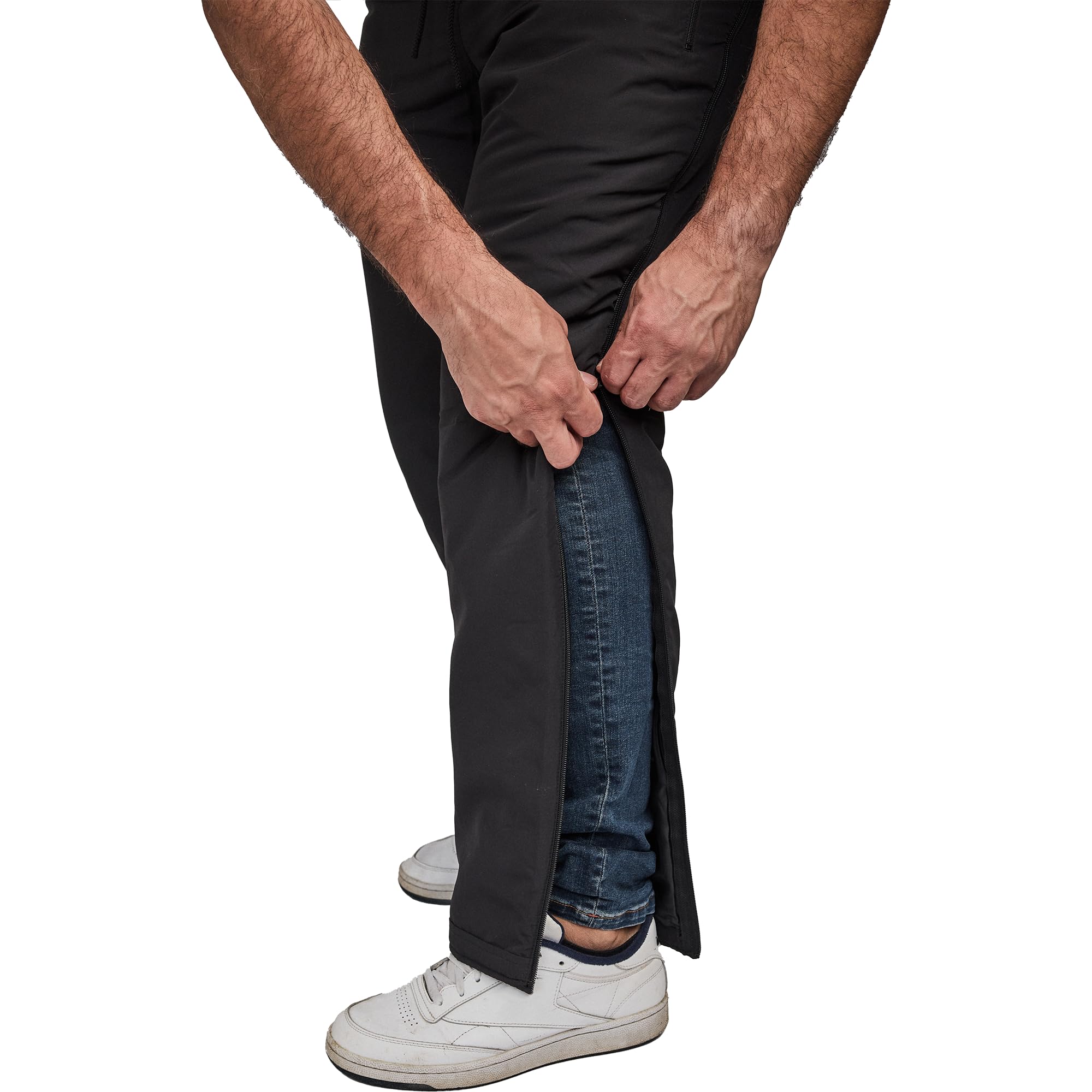 Dobsom – Pantalones de rehabilitación para hombre y mujer con forro I – Pantalones de deporte de invierno con cremallera completa I Pantalones de deporte de invierno para exterior, Mujer, Negro , 5XL