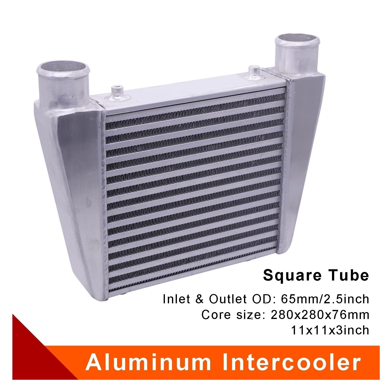Intercooler Uniwersalny 280x280x76mm Aluminiowy Grzejnik Dolotowy Zimnego Powietrza 2,5-calowy Wlot 63mm Wylot Do Samochodu Turbo Intercooler do turbiny samochodowy
