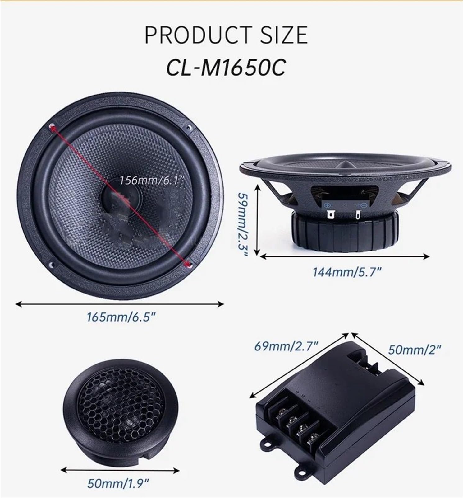 Amazon.co.jp: 車用ツイーター 1キット 6.5インチ 2ウェイ