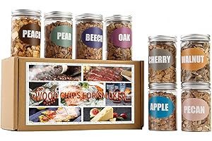 Natual Wood Chips for Smoker, (8 Gift Pack - Apple, Cherry, Oak,...