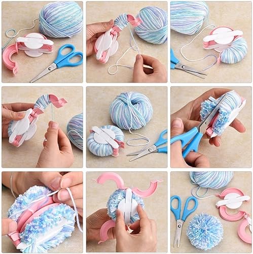Pompom Makers, 4 tamanhos de agulhas de tecelão de bolas fofas - kits de fabricação de pompons DIY c