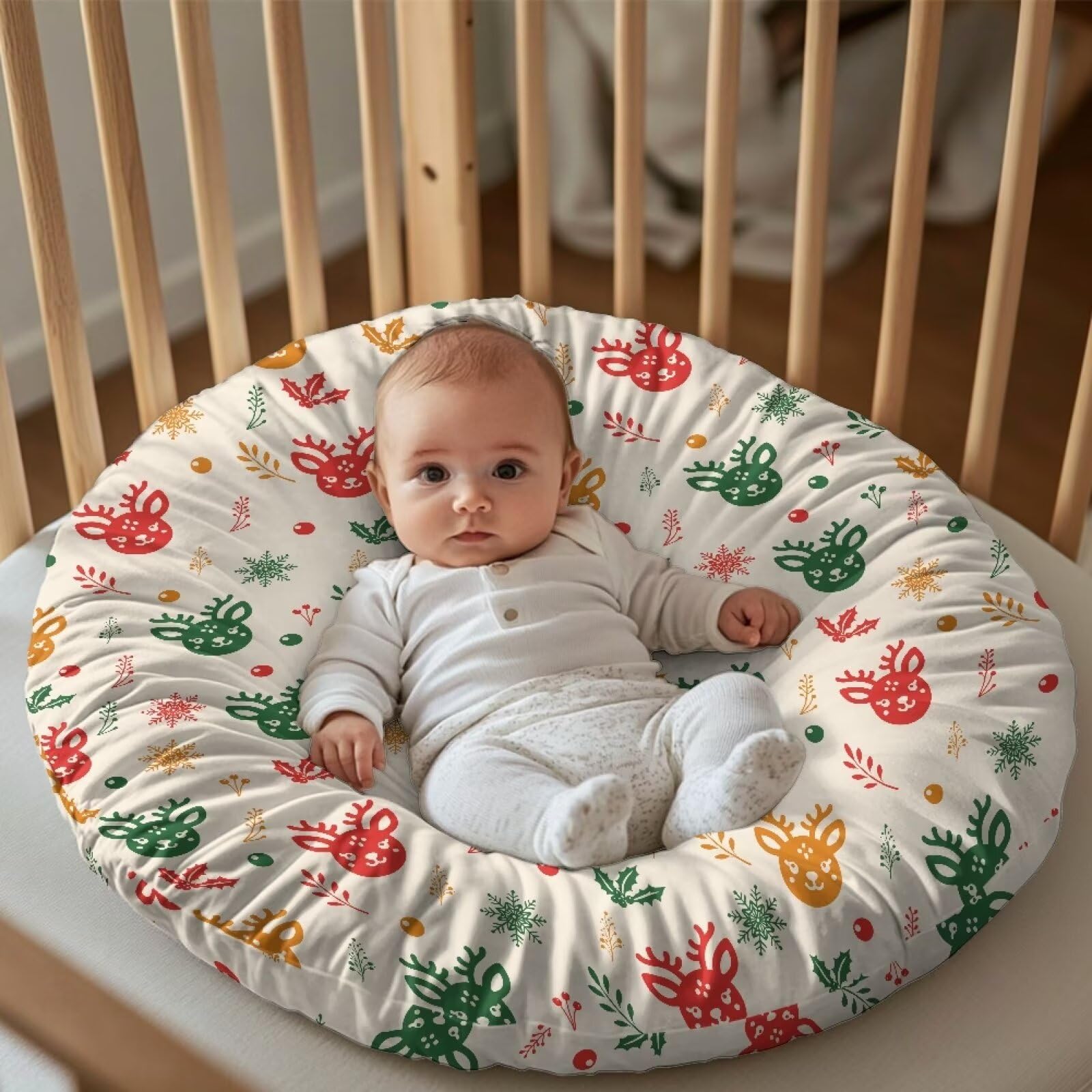 Bivxisrvo Christmas Deer Baby Lounger Cover for Newborns Soft Comfy Baby Lounger Slipcover Removable Newborn Lounger Cover Nursing Pillow Slipcover Soft Snug Fits Lounger