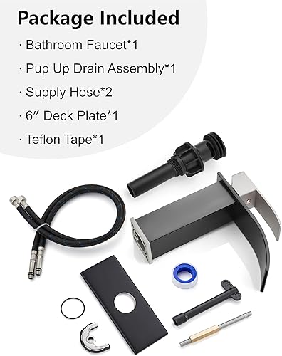 Miniatura 9 de Midanya Grifo de baño con boquilla de cascada, de un solo orificio o montaje en cubierta de 3 agujeros, grifo de fregadero de acero inoxidable 304