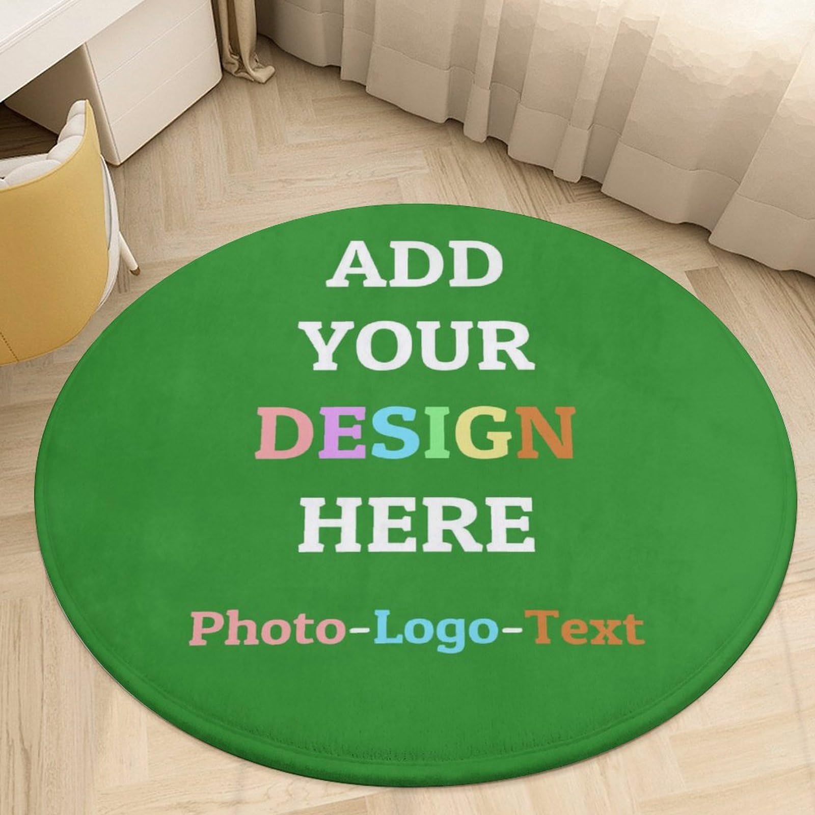 Custom Round Area Rugs Personalized Non-Slip Washable Carpet Floor Mat Soft Anti Slip for Bathroom Bedroom Kitchen Add