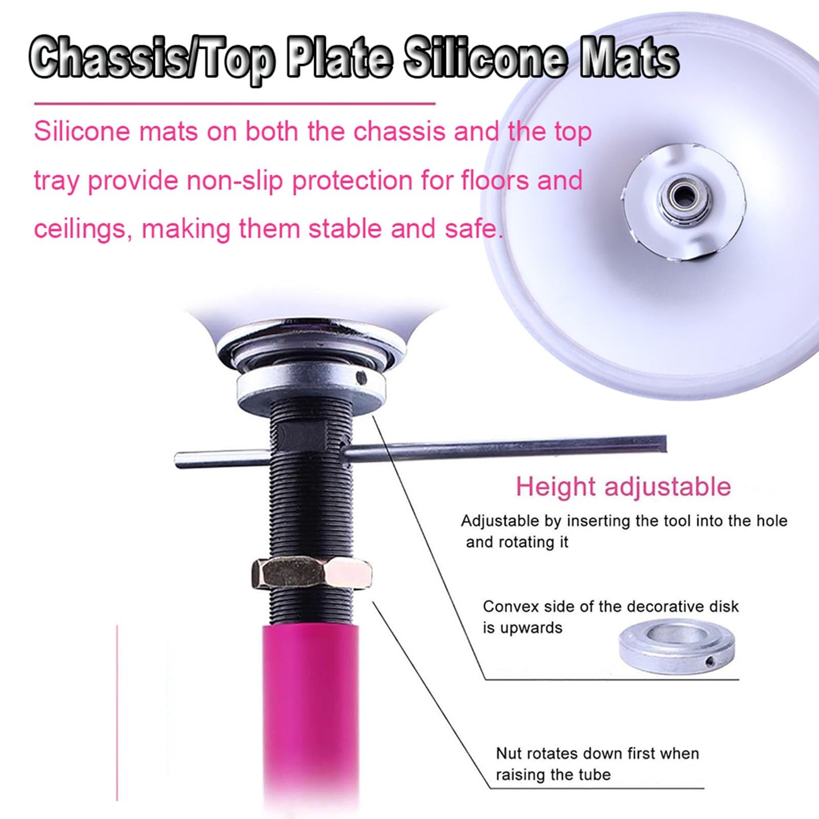 Home Dance Pole - Bastone rotante a 360° e funzione statica con tubo di prolunga, portatile, 45 mm, in silicone, per camera da letto e studio fitness