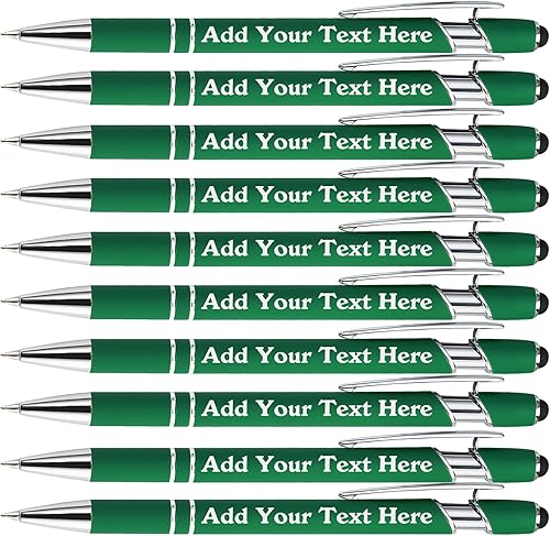 Miniatura 42 de Bolígrafos personalizados a granel grabados personalizados con punta de lápiz capacitivo, bolígrafos personalizados de tinta negra, regalos