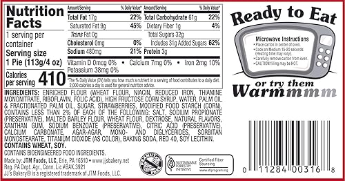 Miniatura 2 de JJ's Bakery Duos - Tartas de fresa y crema, postre individual, recién horneado, perfecto para aperitivos, sin nueces, Kosher Parve, 4 onzas cada uno