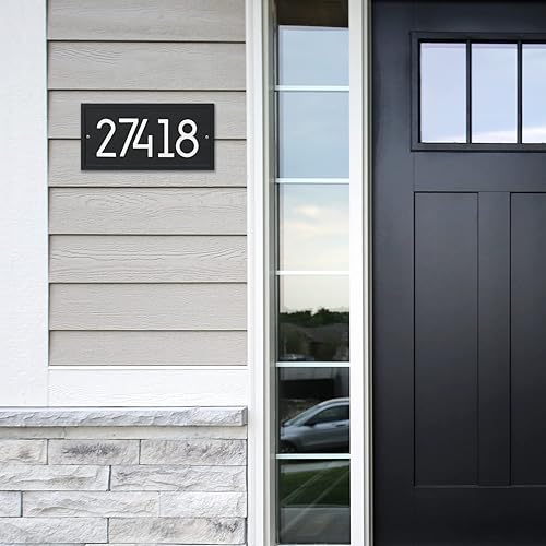 Miniatura 5 de KeepRepel - Placa de dirección personalizada de metal fundido, el rectángulo moderno. Muestra tu dirección. Letrero de número de casa personalizado