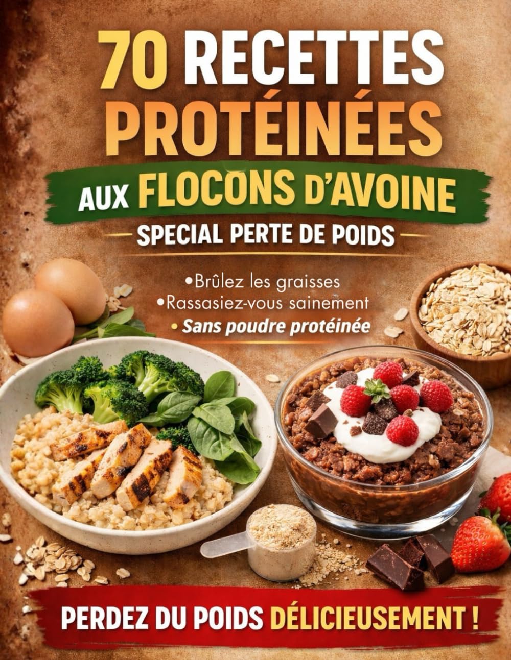 70 Recettes Protéinées aux Flocons d’Avoine Spécial Perte de Poids – Brûlez les Graisses, Rassasiez-vous Sainement, Sans Protéines en Poudre: Des ... poids durablement grâce aux flocons d’avoine