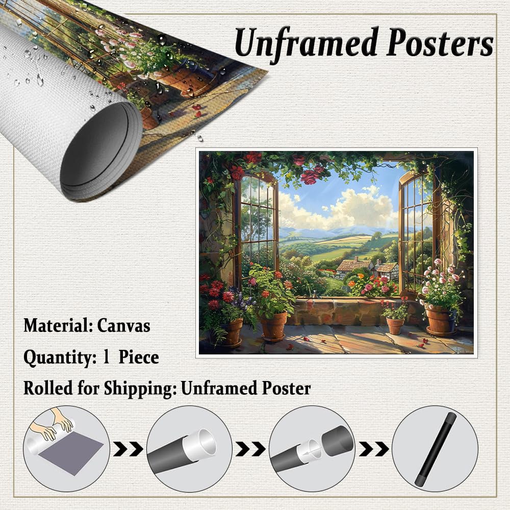Amazon.com: Countryside Window View Wall Art – Rustic Garden