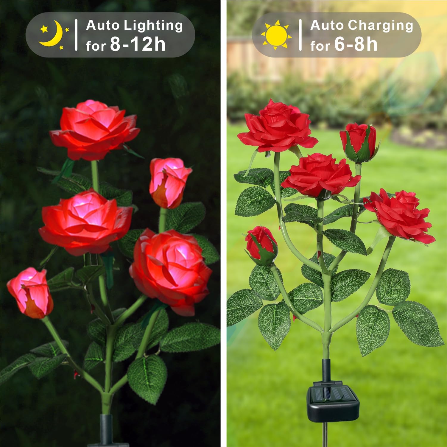Solar Gartenlichter Rose – 2 Stück, 40 LEDs, Wasserdicht Für Garten, Party & Weihnachten