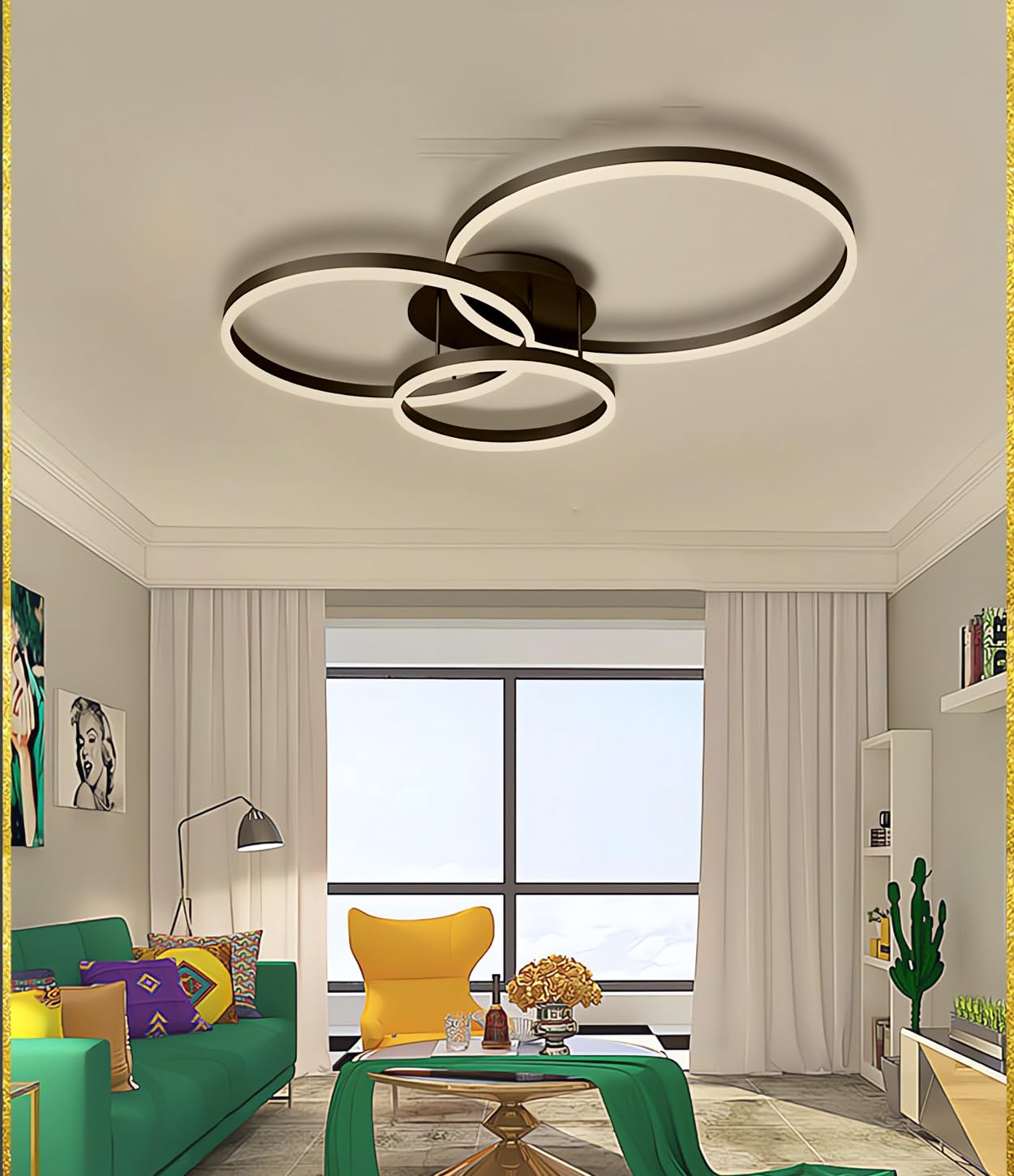 Plafonnier LED salon moderne de 130 cm et noir avec temperature de couleur reglable