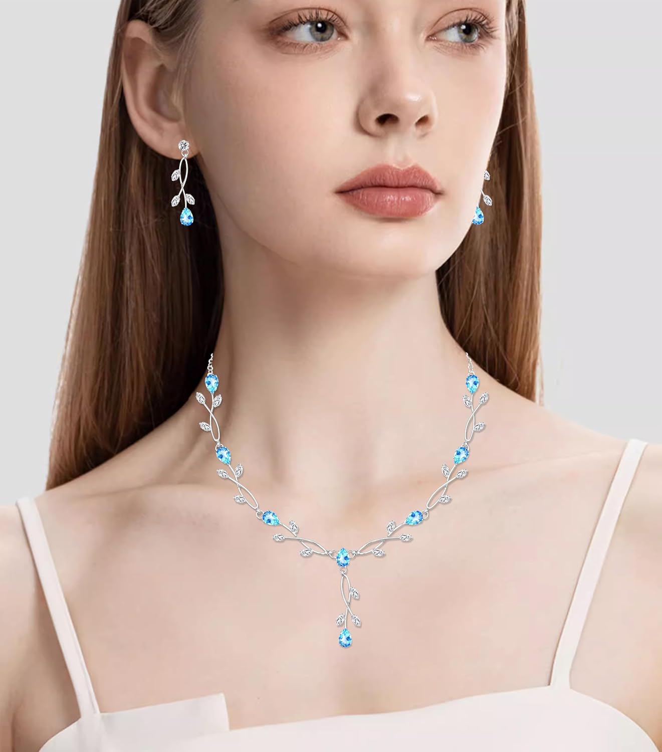 Elegant Bridal Jewelry Sets Clear Cubic Zirconia Wedding Necklace Earrings Bracelet Set for Birdes Bridesmaids CZ Prom Jewelry - Image 2